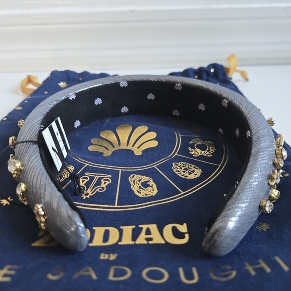 New LELE SADOUGHI Zodiac Gemini Alice Hand Embellished Lurex Headband Pewter NWT main image 14